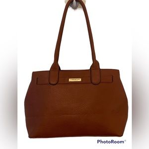 London Fog Faux Brown Leather Shoulder Bag